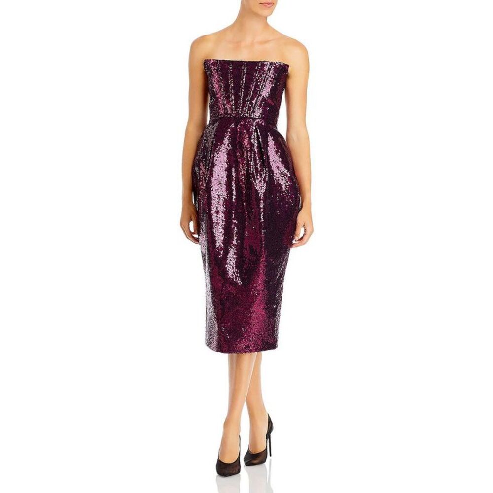 Bronx and Banco Purple Sequin Strapless Dress